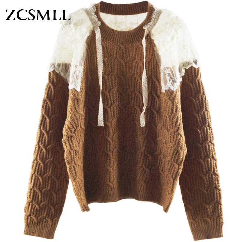 

ZCSMLL Round Collar Knitted Sweater Long Sleeve Korean Fashion Autumn Winter Loose Big Size Women Pullover 2022 Tide