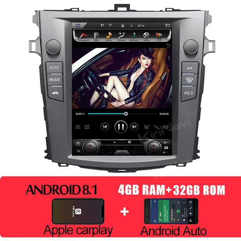 Android Car Radio KiriNavi вертикальный экран Tesla стиль 10," Android 8,1 Автомагнитола для Toyota Corolla Android Авто gps навигация автомобильный dvd-плеер - Цвет: Android Car Radio