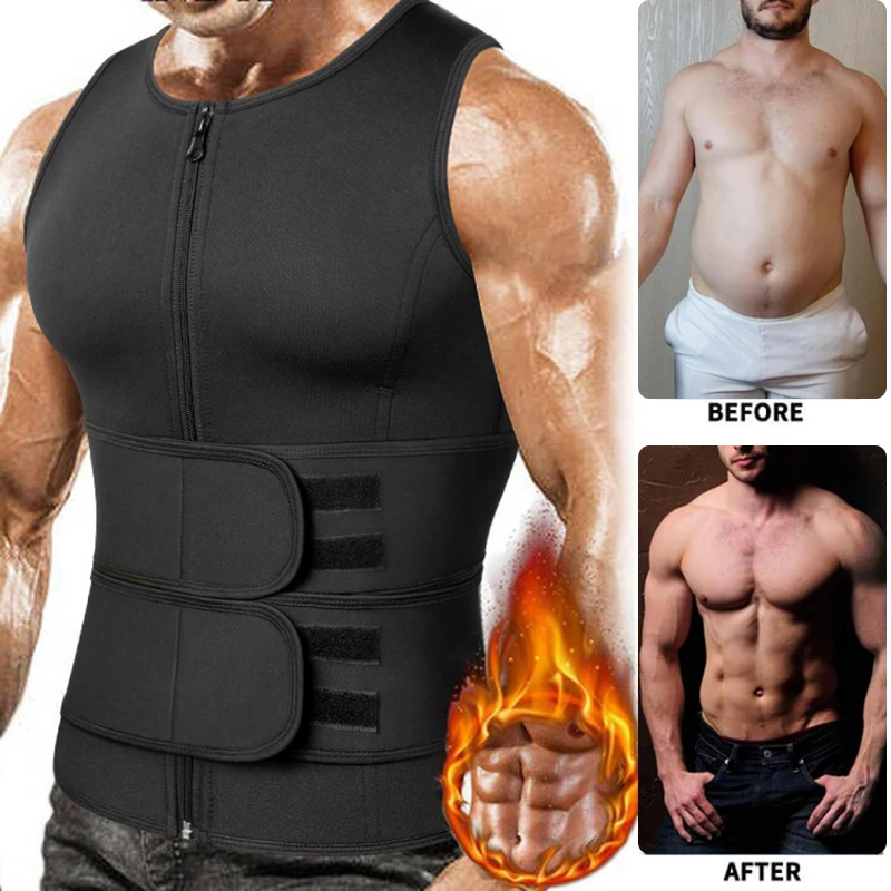 

Hot Waist Trainer Neoprene Men Body Shaper Tummy Control Vest Sauna Slimming Belt Fitness Sweat Shapewear Tops for Fat Burner