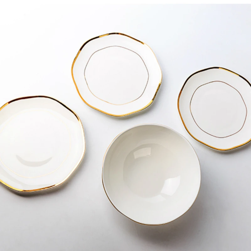 Креативная миска из костяного фарфора в стиле Пномпень тарелки белый набор