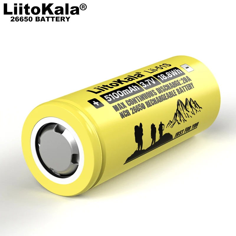 Перезаряжаемая литиевая батарея Liitokala LII-51S 26650 20 А 26650A 3 7 в 5100ма 1-10 шт. Подходит для