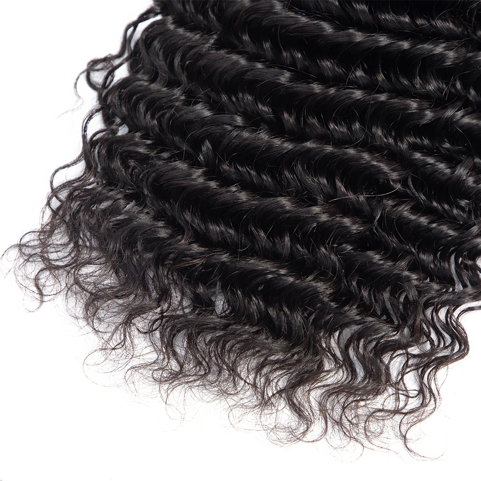 

Brazilian Hair Weave Bundles Deep Wave Bundles With Closure 100% Human Hair 3 Bundles With Closure Non-remy Hair Extension