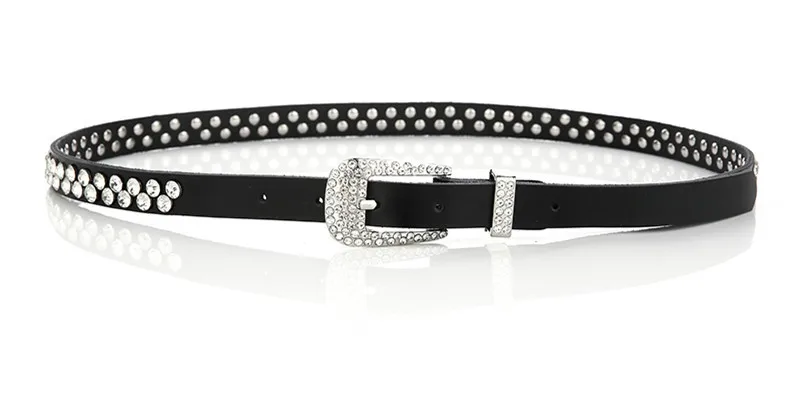Ремень женский со стразами Шипованный пояс в ковбойском стиле для мужчин и
