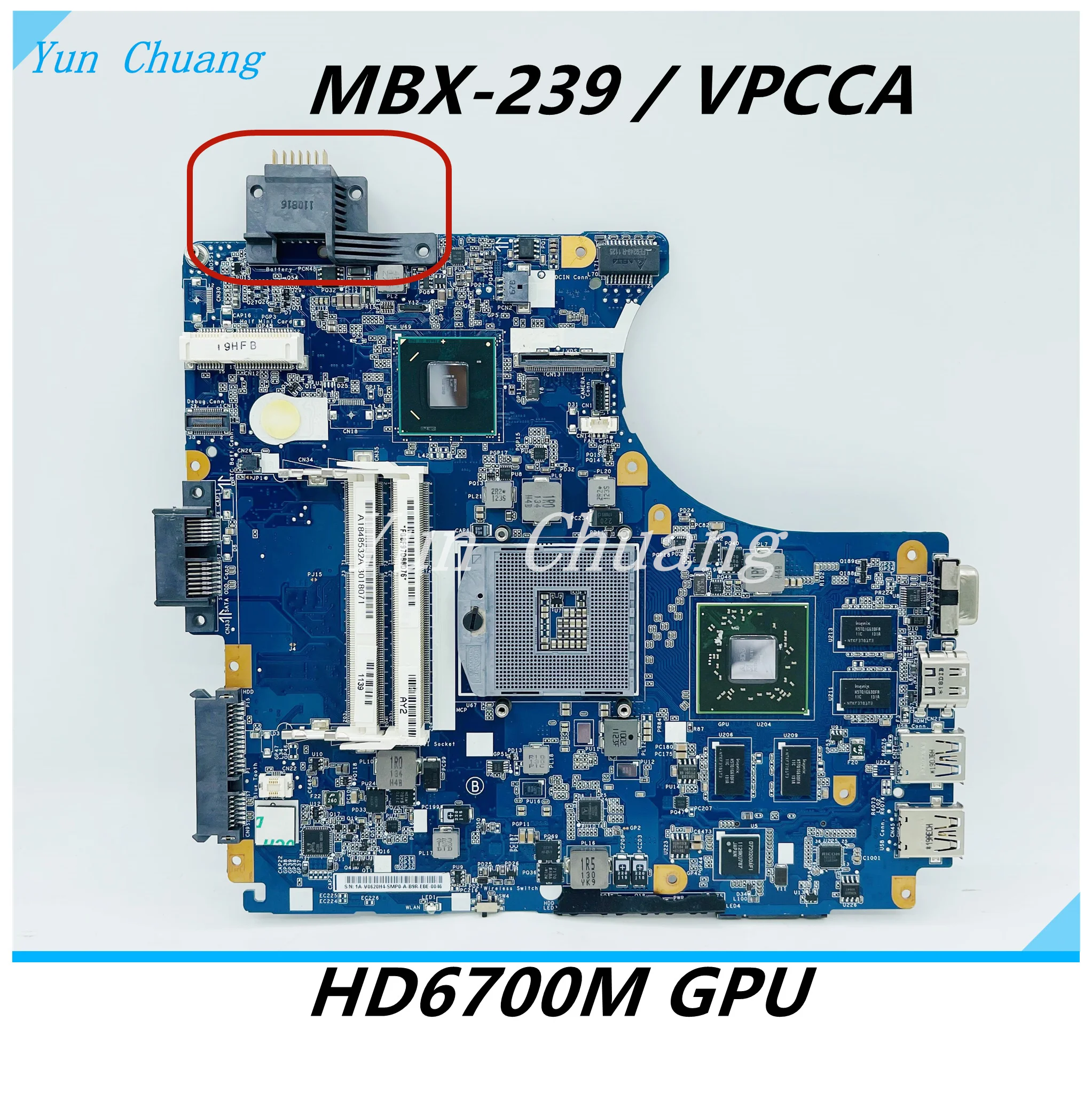 MBX-239 V061 материнская плата для ноутбука SONY Vaio PCG-61711W VPCCA A1848532A 1P-0113201-8011 REV: 1 HD6700M GPU DDR3 |