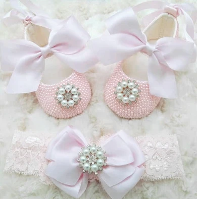 light pink pearls 100 дней, украшенная бриллиантами, соска, подходящая к цвету, обувь для маленьких девочек, Крещение, Крещение, цвет слоновой кости, элегантная красивая обувь для первых шагов, детская обувь - Цвет: light pink pearls