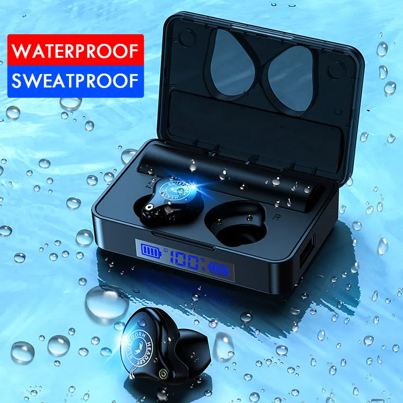 Беспроводные Bluetooth наушники с чехлом для зарядки 3600 мАч водонепроницаемые TWS 5 0