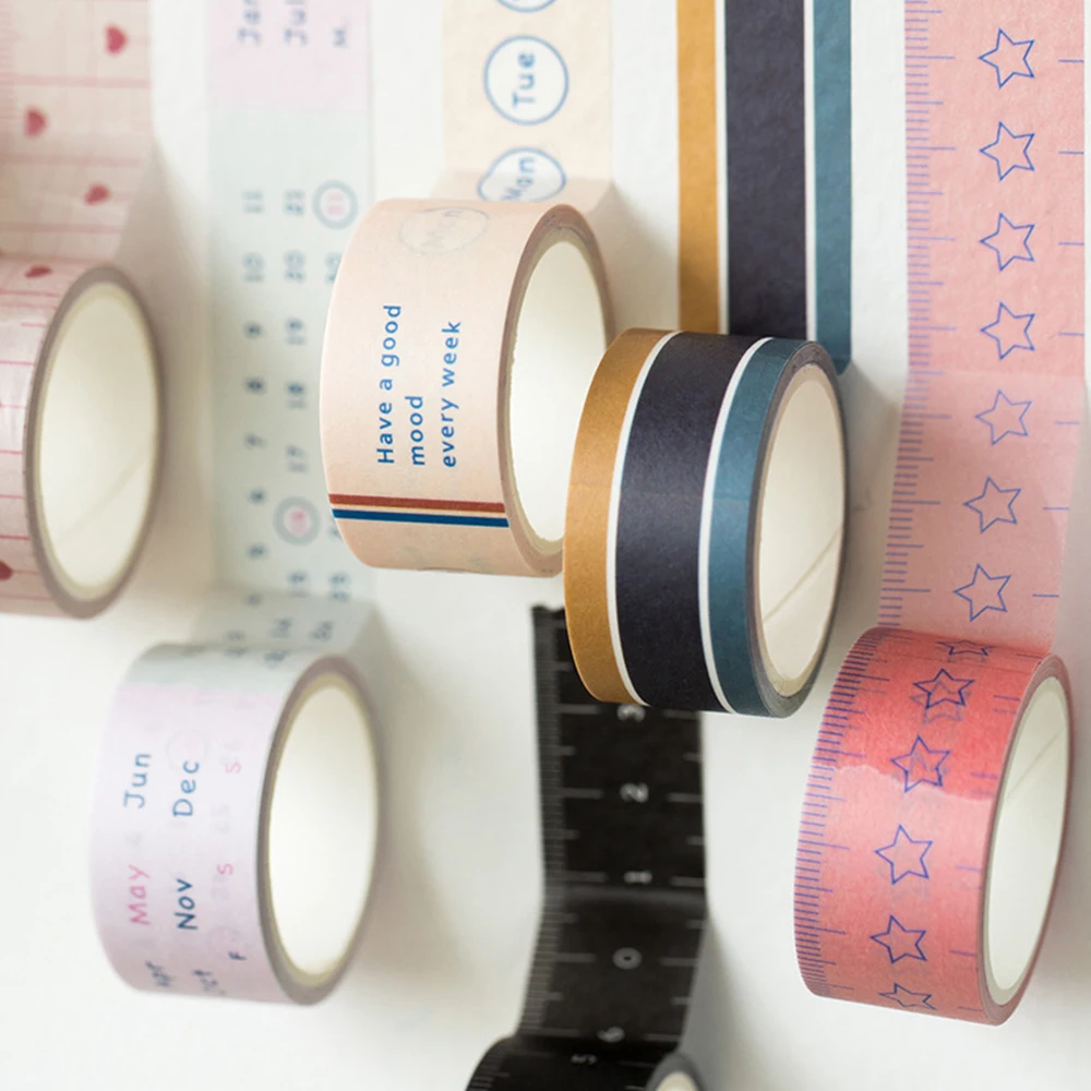 

3roll Date Schedule Basis Washi Tape Creative Literary and Artistic Decorative Stickers Tape School Supplies Stationery 20mm*3m