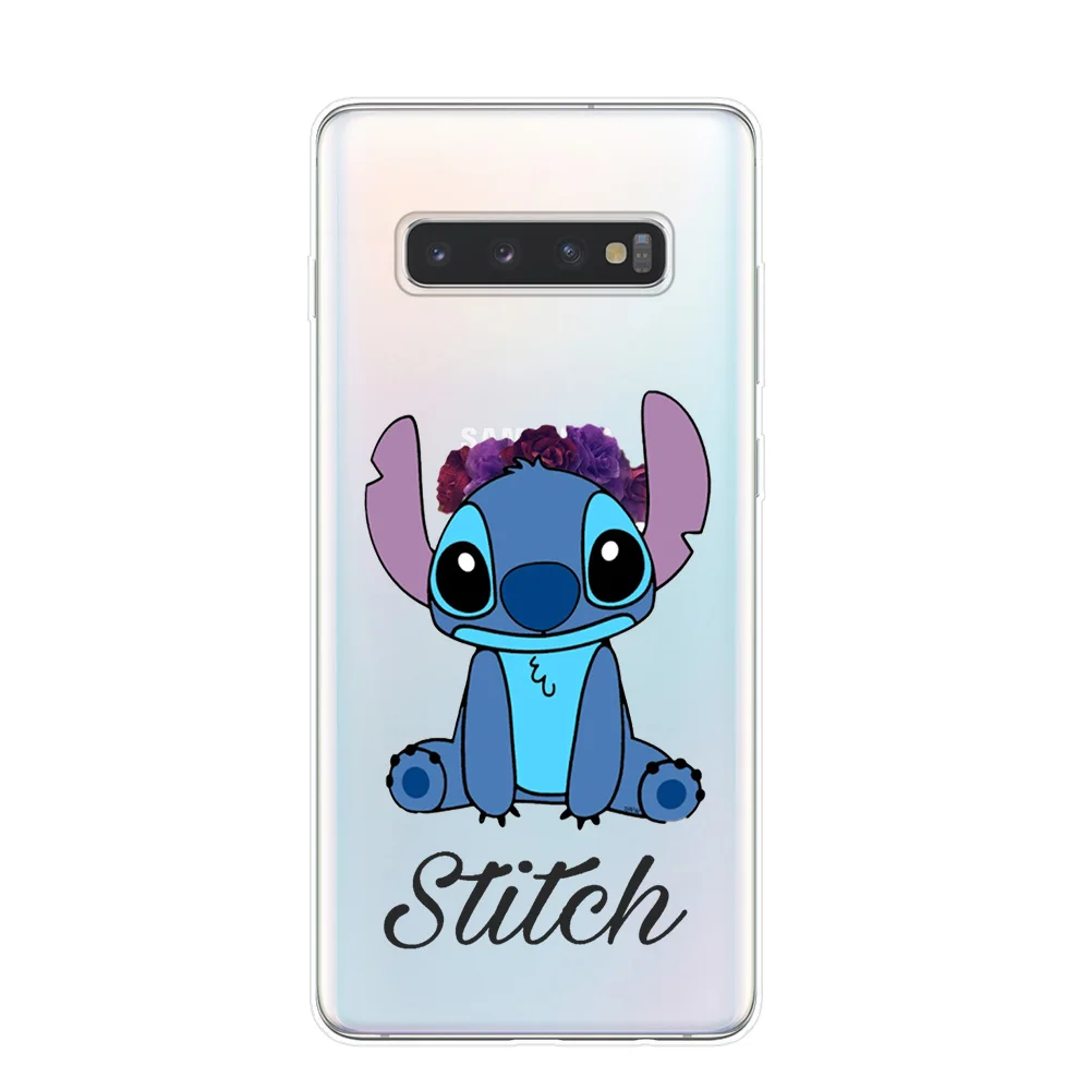 Милые чехлы для телефонов Disneys Stitch для samsung S10 S9 S8 Plus S10e 5G S6 S7 Edge S10Lite, Прозрачная силиконовая Мягкая задняя крышка