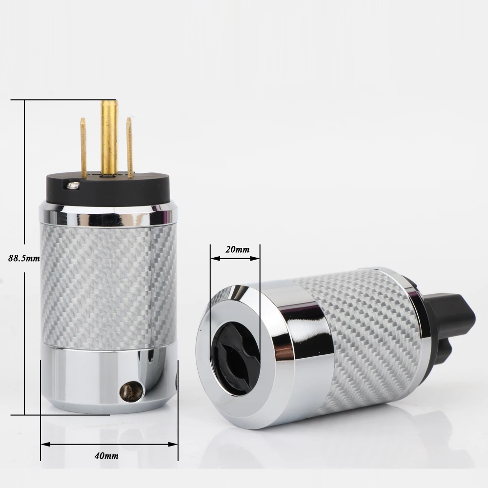 

Hi-End Carbon Fiber Gold Plated With gasket US Power Plug IEC Connector Female male Plug HIFI DIY Mains Power Cable Connector