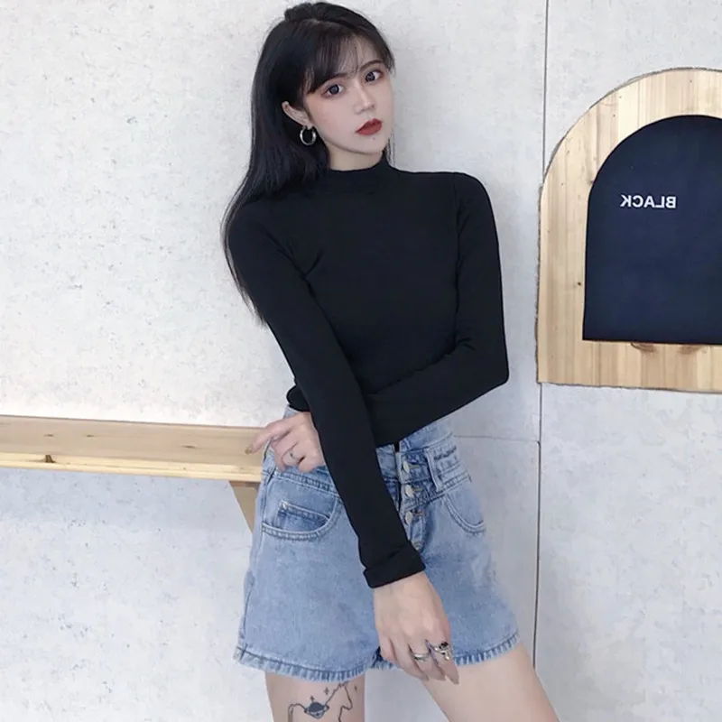 Модная однотонная Дизайнерская Женская Весенняя Повседневная футболка с