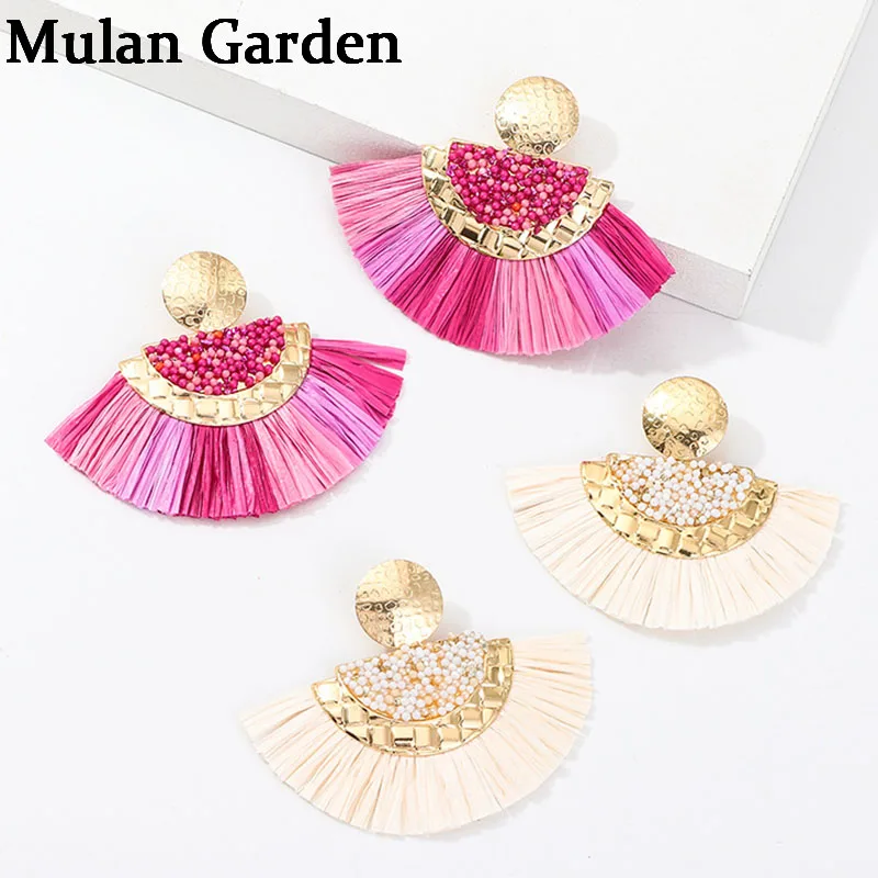 Новые модные серьги M &amp G из сплава с бусинами рафии минималистичные ювелирные