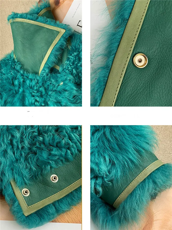

New Winter Women Double-faced Fur Coat Fashion Turn Down Collar Real Lamb Wool Fur Jacket