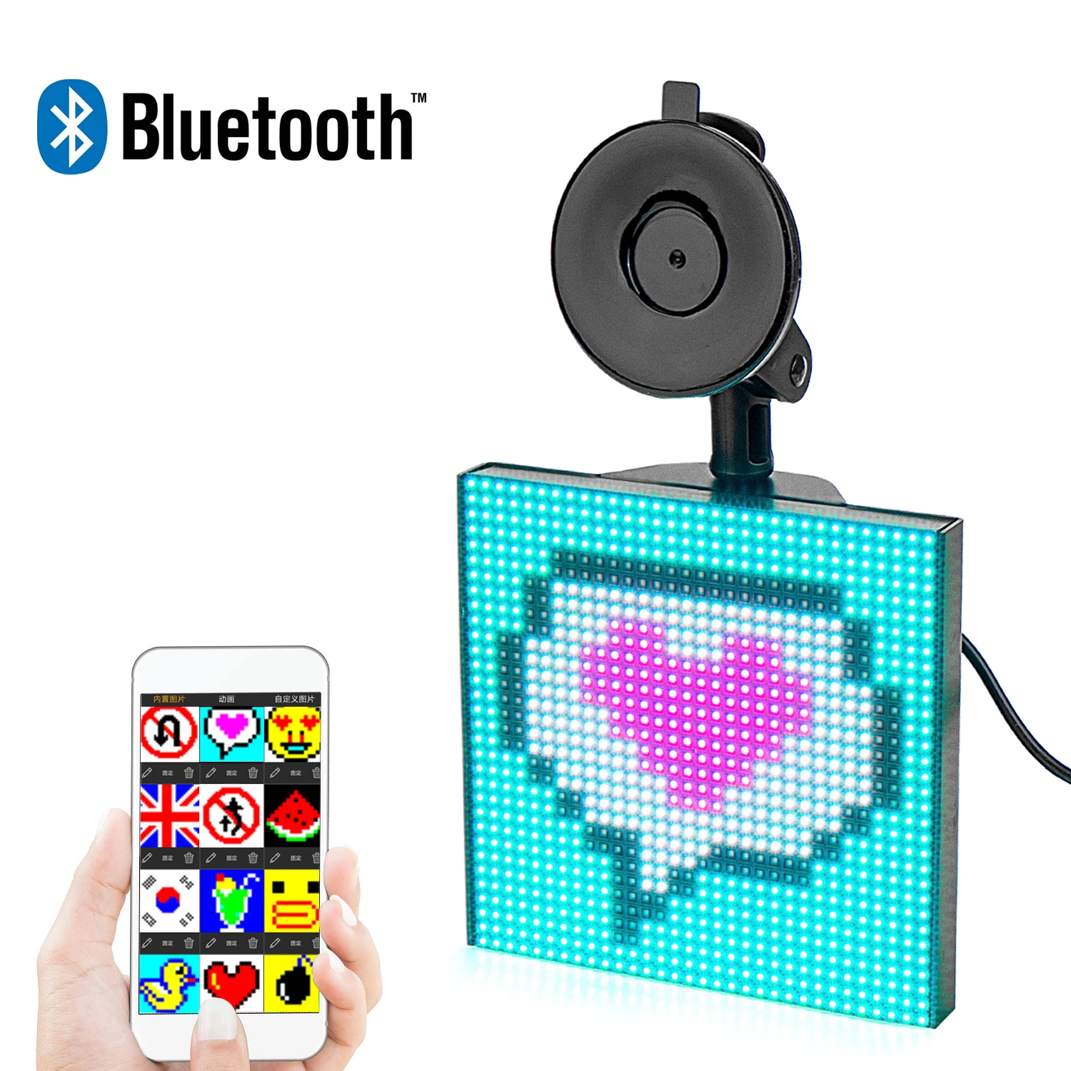 Автомобильная светодиодная вывеска 12 В RGB APP Bluetooth-совместимая GIF программируемая