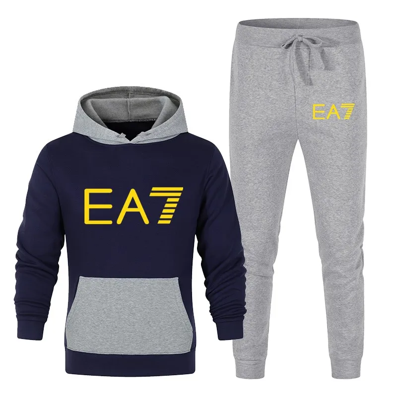 

2021 Men's New Printed Suit Two-piece Cotton High Quality Men's Hooded Sweatshirt + Sweatpants Spring Hoodie Running Sports