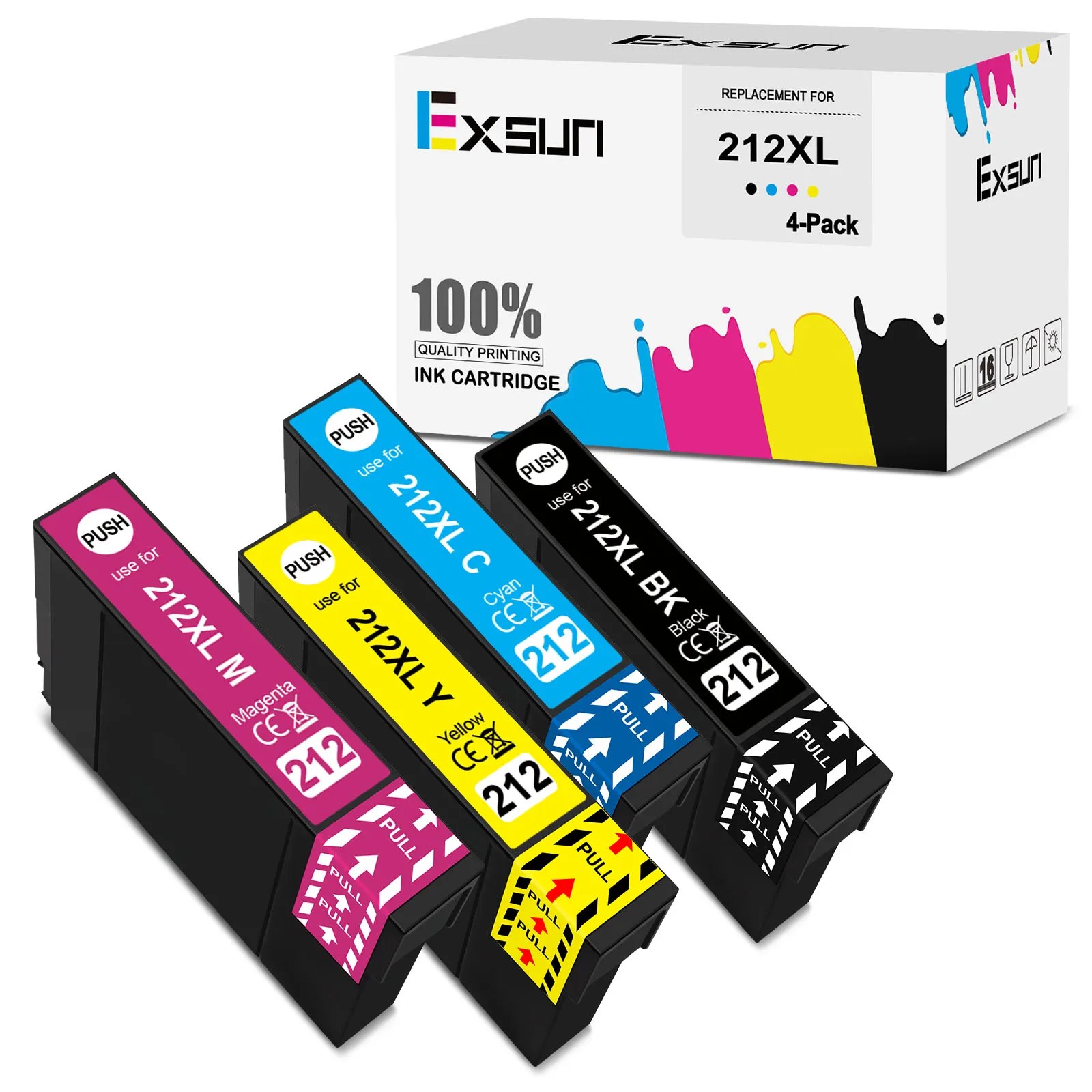 

Картриджи чернильные, совместимые с Epson T212 T212XL, 4 шт.