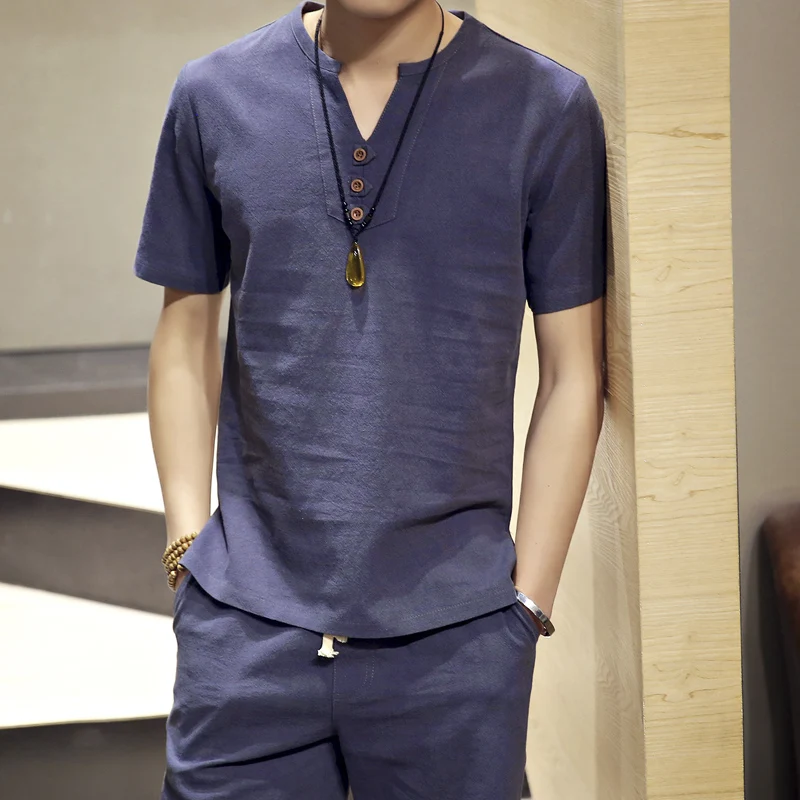 

New Fashion Men Harajuku T Shirt 2021 Summer Mens Cotton Solid Casual Male Short Sleeve Chinese Style Tshirts Plus Size