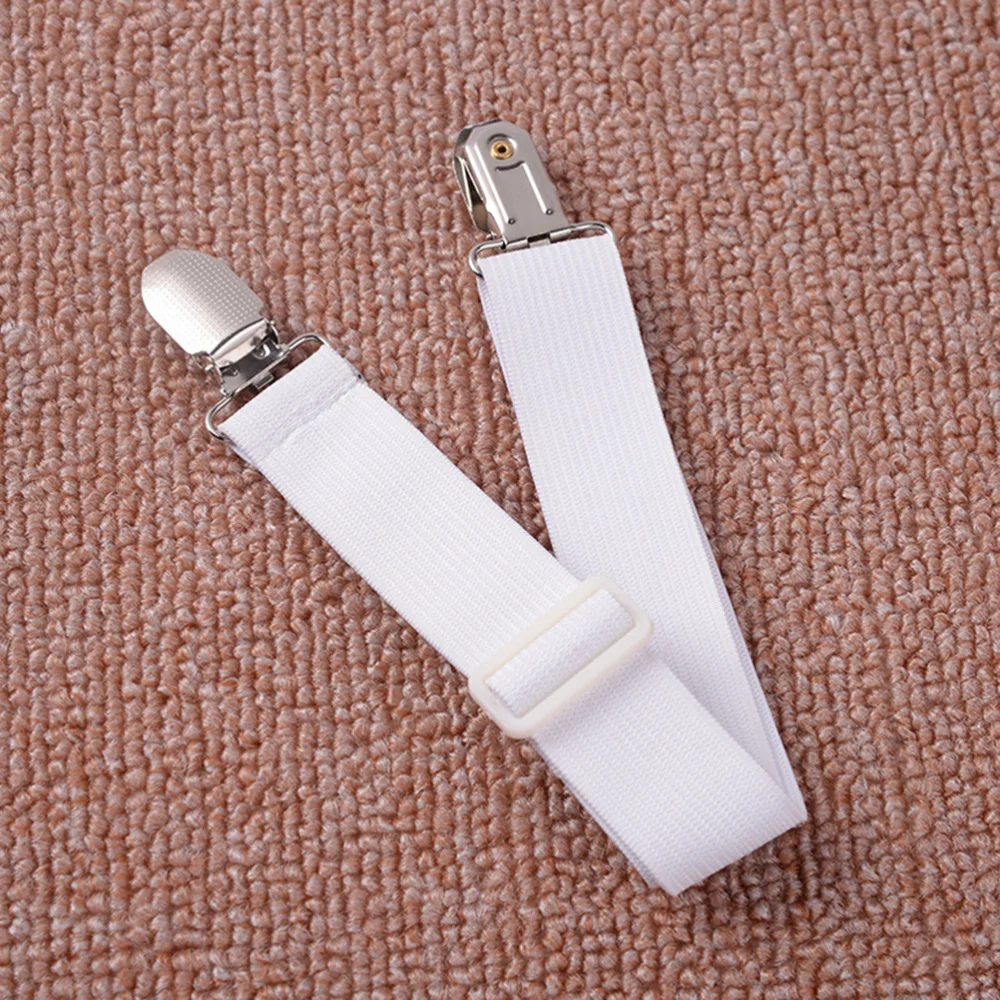 

4pcs Multipurpose Bed Sheet Fasteners Adjustable Suspenders Gripper Elastic Strap with Clips for Bed Sheets Mattress Covers