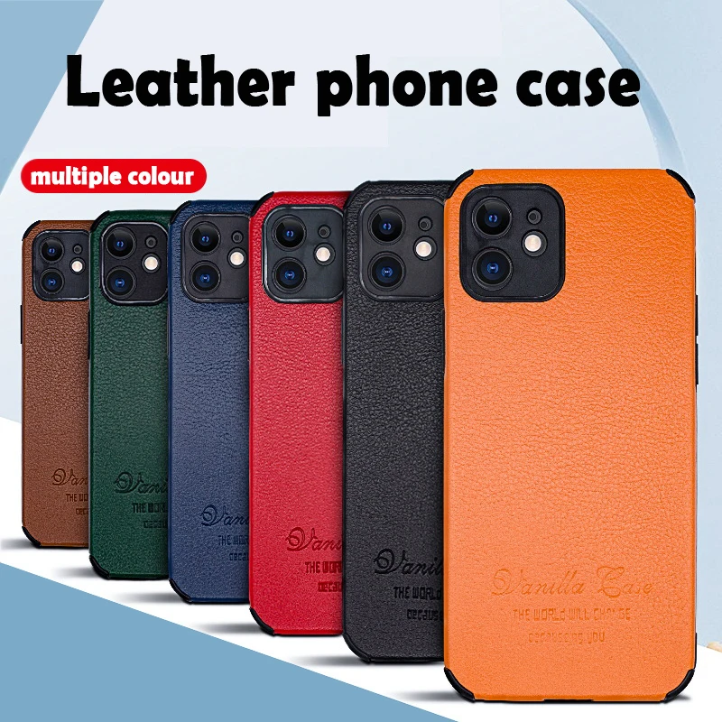 

Leather Phone Case For IPhone 13 12 11 Pro ProMax X XR 12 Mini 2021 Hot Genuine Leather Shockproof Full Lens Protection Cases