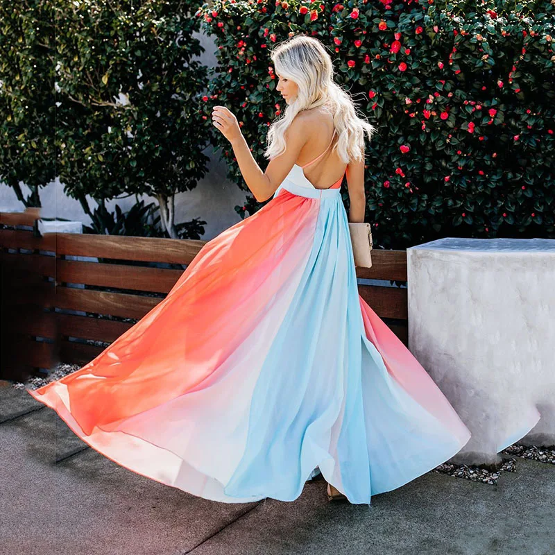 Новое праздничное платье на бретельках с принтом | Женская одежда