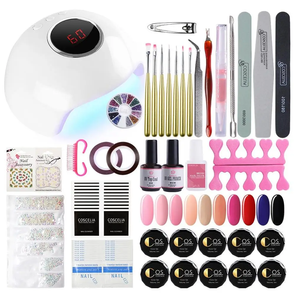 10pcs gel Set A 10 шт УФ-гель для маникюра, набор с 24 Вт светодиодные лампы Сушилка Гель высокого качества для ногтей, набор для ногтей, набор для акриловых ногтей все для маникюрных инструментов - Color: 10pcs gel Set A