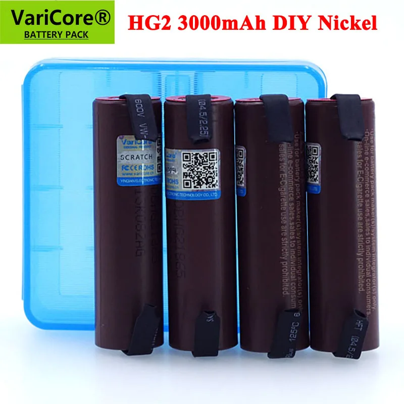 VariCore Новый HG2 18650 3000 мАч перезаряжаемый аккумулятор 3,6 в разряд 20 А, отдельные батареи DIY никелевые листы + коробка для хранения