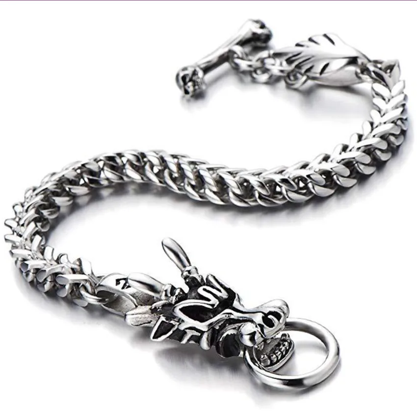 

FYJS Unique Stainless Steel Chinese Style Dragon Link Chain Bracelet for Anniversary Gift Classic Jewelry