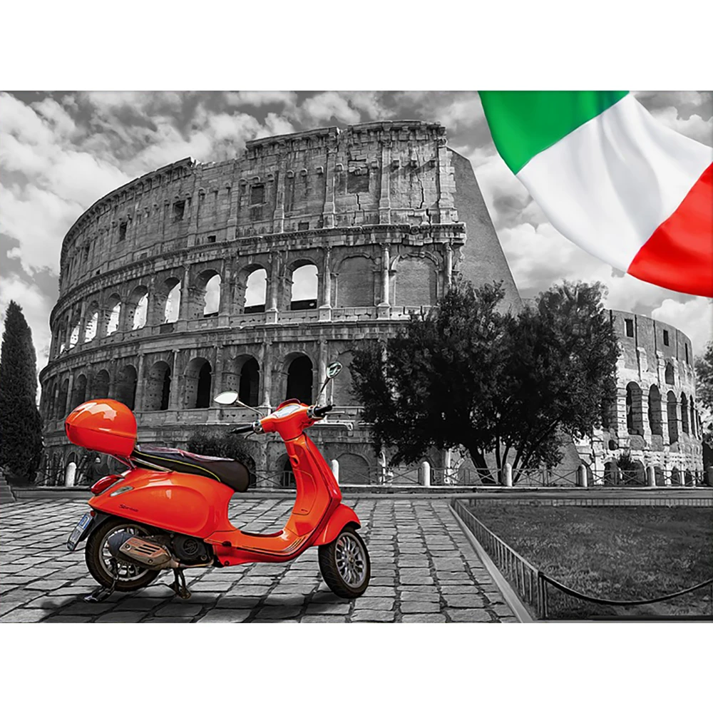 

Full Square/Round Drill 5D DIY Diamond Painting Colosseum Red motorcycle Fashion Crafts Round Rhinestone Room Decoration