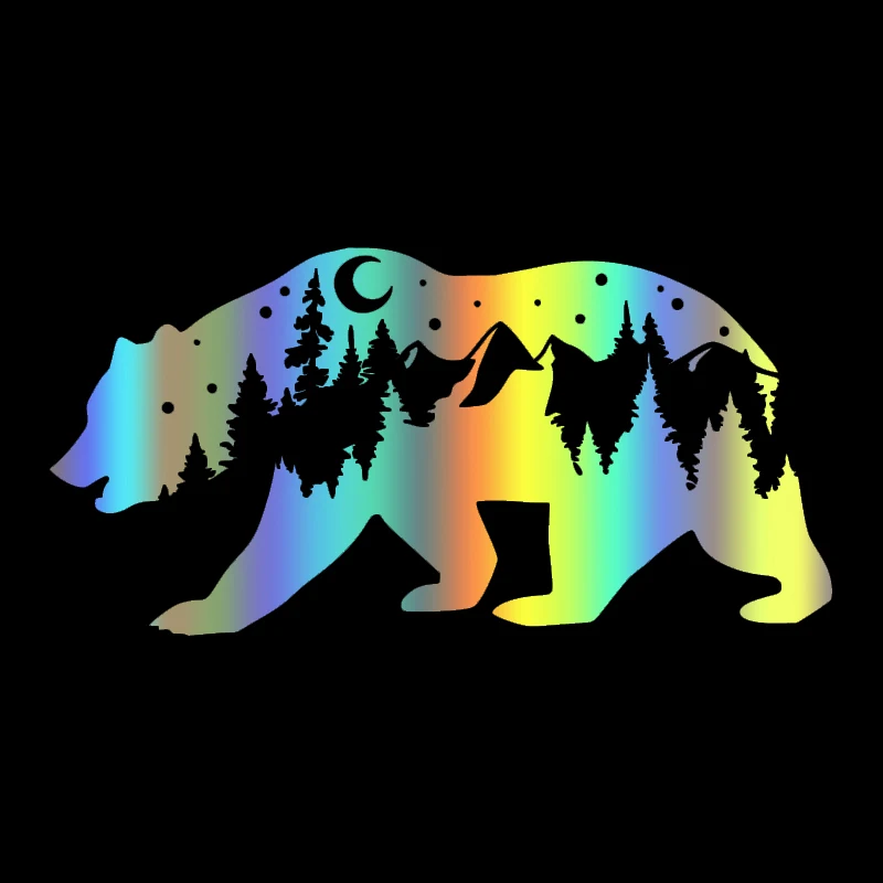 наклейки на авто Медведь Декаль НОЧЬ водонепроницаемые наклейки на машину наклейка для авто автонаклейка стикер этикеты винила наклейки стайлинга автомобилей украшения на бампере автомобиля заднее стекло #S60112
