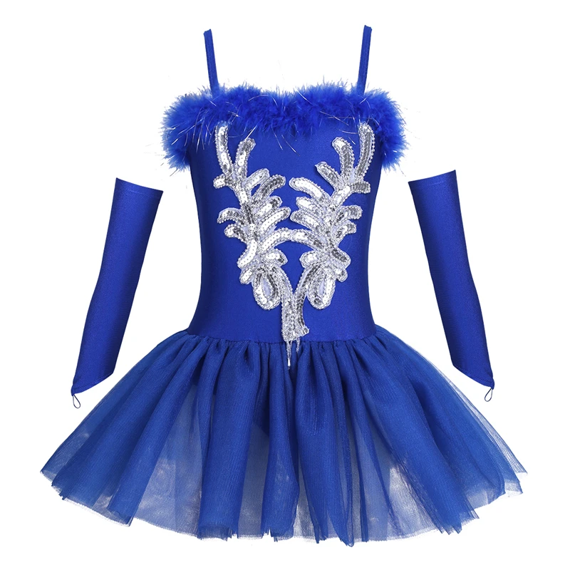 

Kids Shiny Sequins Dancewear Pink/Blue/White Professional Ballet Tutu Dress Stage Performance Swan Costume Girls Dance Leotard