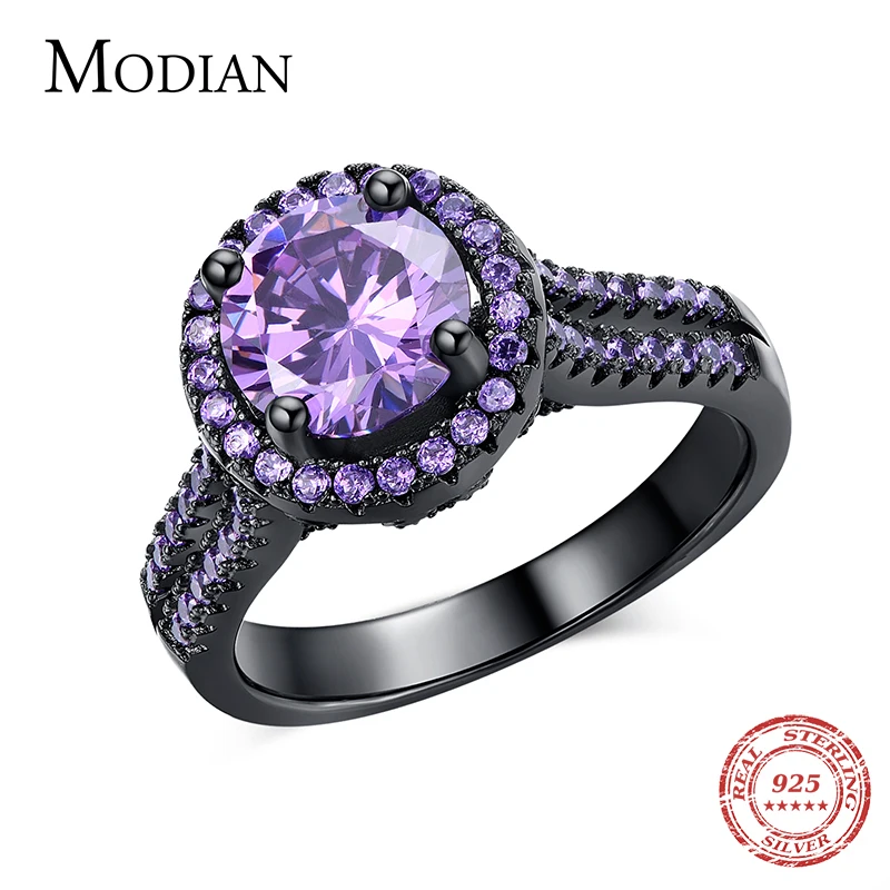

R&J 2016 Women Fashion Purple Crystal Ring 5A Zircon Jewelry 10KT Black Gold Filled Finger Rings Male Brand Wedding Engagement