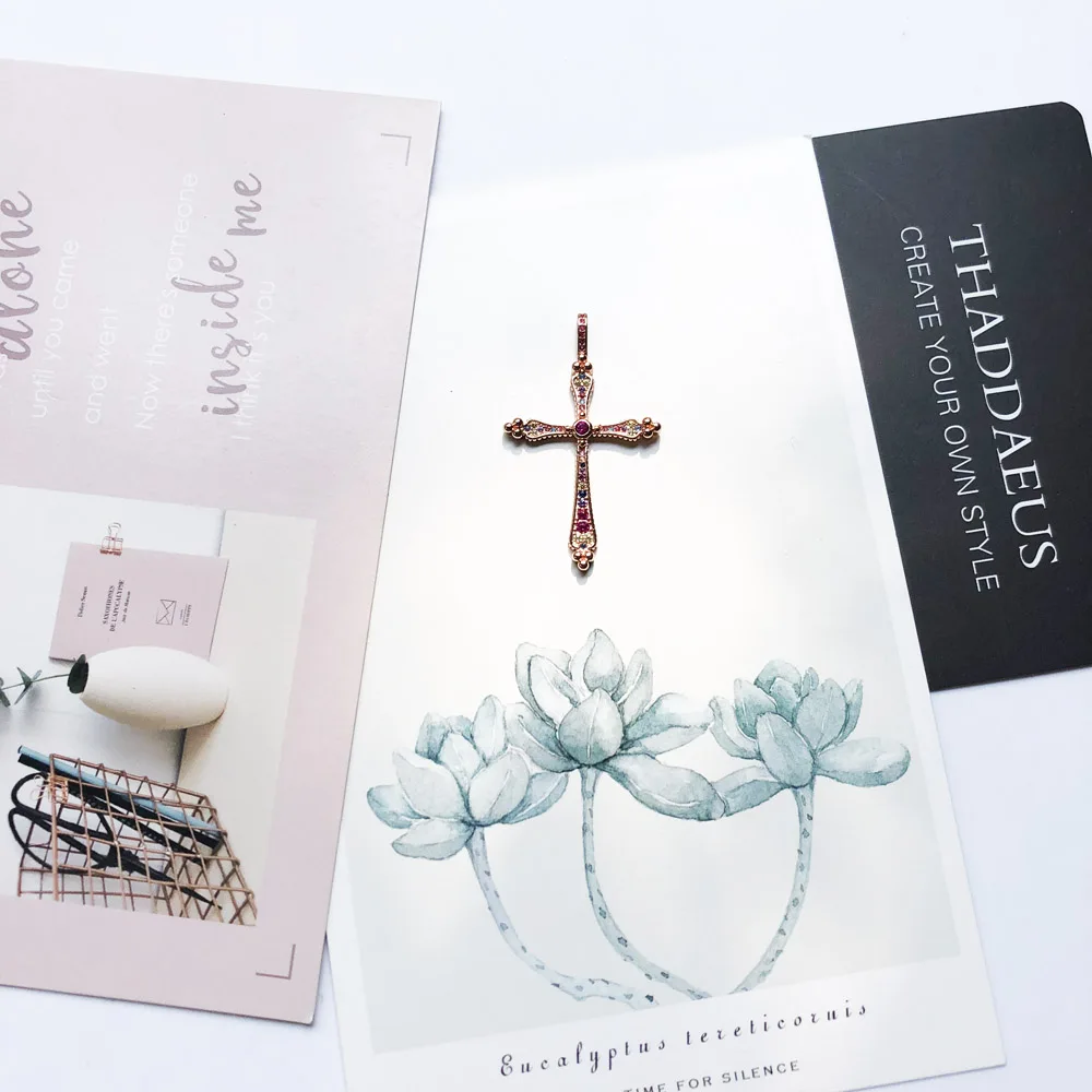 Pendant Royalty Cross, Spring Fashion Bohemia Jewelry Thomas Style Bijoux Necklace Rose Gold Color Gift For Ts Soul Woman