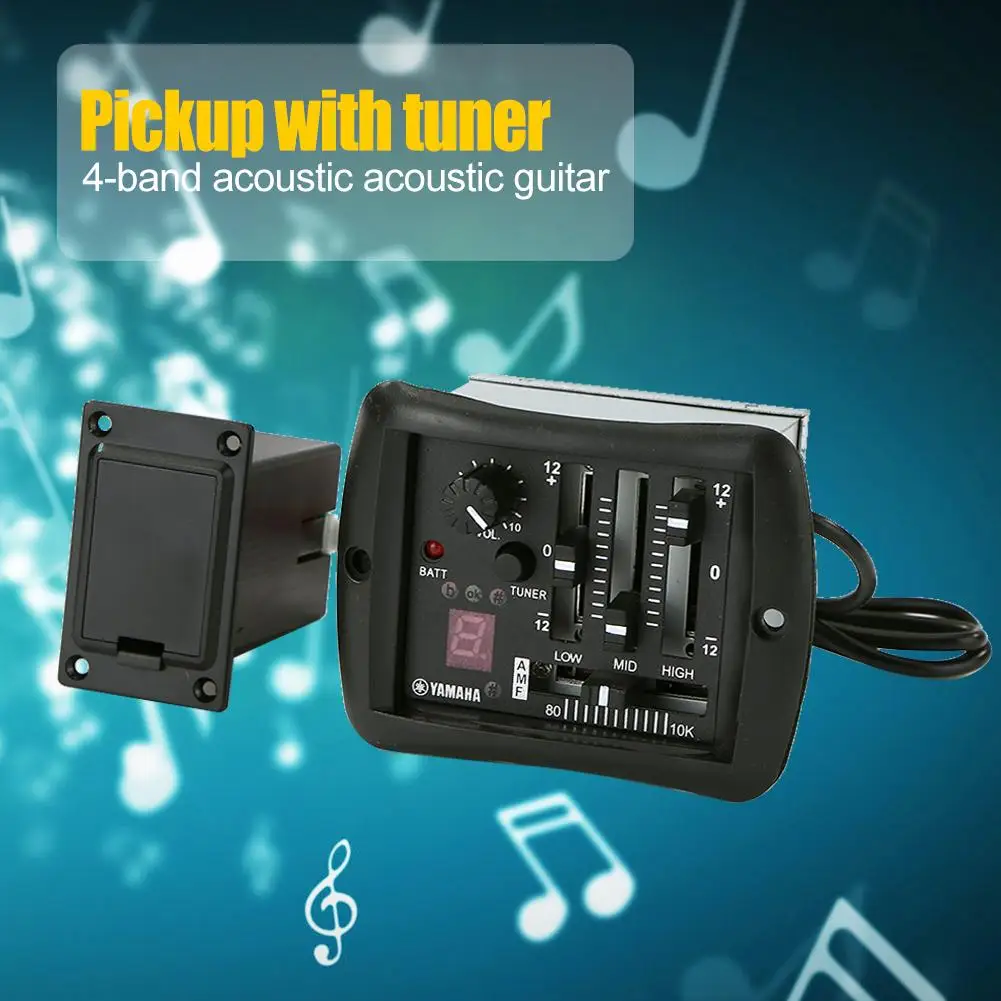 

4-Bands Acoustic Folk Guitar Preamp EQ Equalizer Piezo Pickup with Tuner with Tuner Pickups for Folk Guitar Guitar Accessories