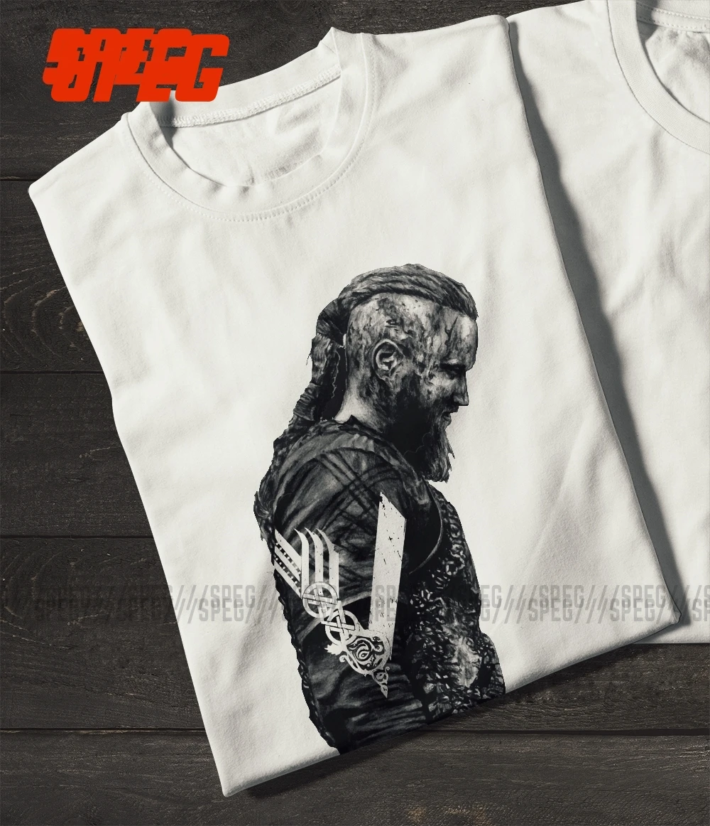 Футболки KING Ragnar Lothbrok Vikings Man Organnic 100% хлопок футболки с короткими рукавами мужские