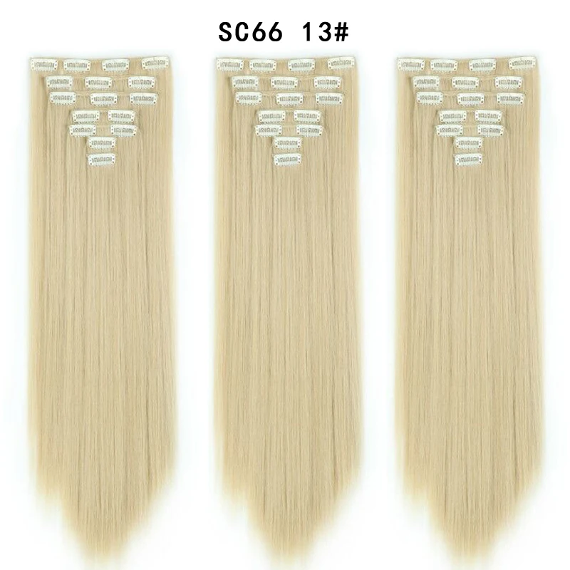 SC66 13H 22 дюйма длинные прямые женские клипсы для наращивания волос Синтетические накладные волосы прическа термостойкие белый красный фиолетовый розовый Юнис - Цвет: SC66 13H