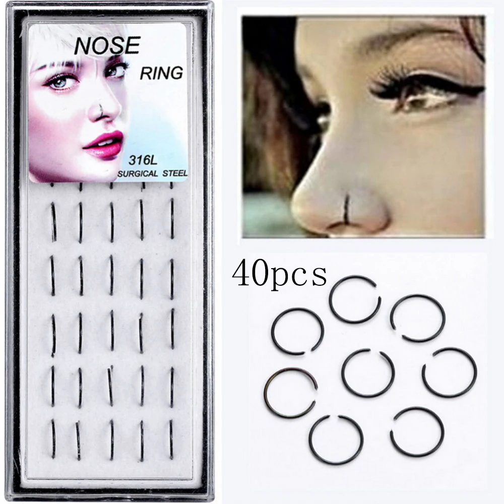 20/40/60 шт./компл. красочное кольцо для носа из нержавеющей стали бриллиантовое тело