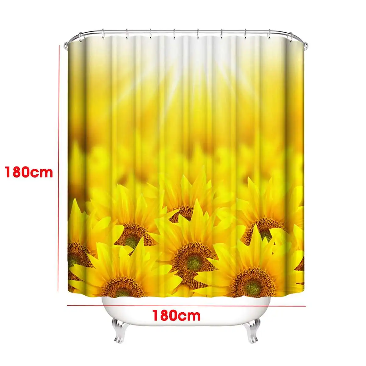 

180x180cm Bathroom Set Waterproof Shower Curtain Bath Cover Bathroom Decor Sunflowers Type