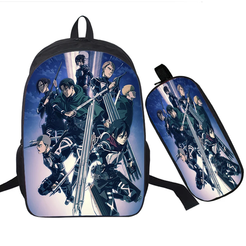 Рюкзак с героями аниме атака титана школьный ранец для учеников сумка на молнии