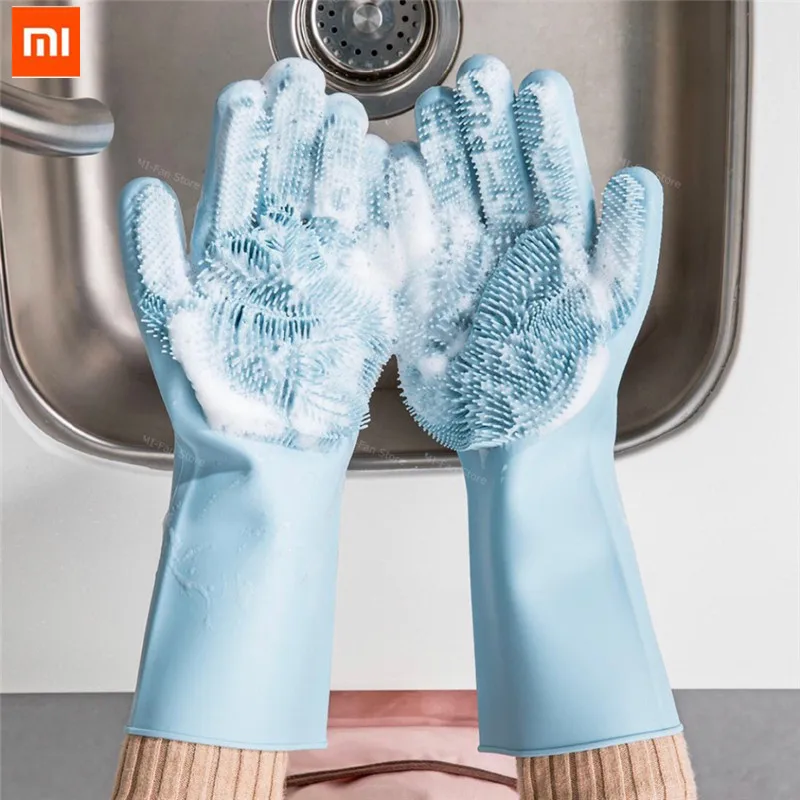 Силиконовые перчатки Xiaomi JJ Magic для чистки изоляционные нескользящие мытья посуды