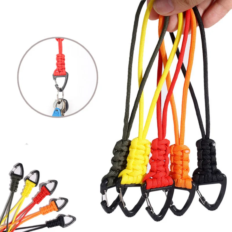 

5pcs Outdoor Paracord Keychain Military Braided Nylon Lanyard with Metal Triangle Buckle High Strength Parachute Cord Carabiner