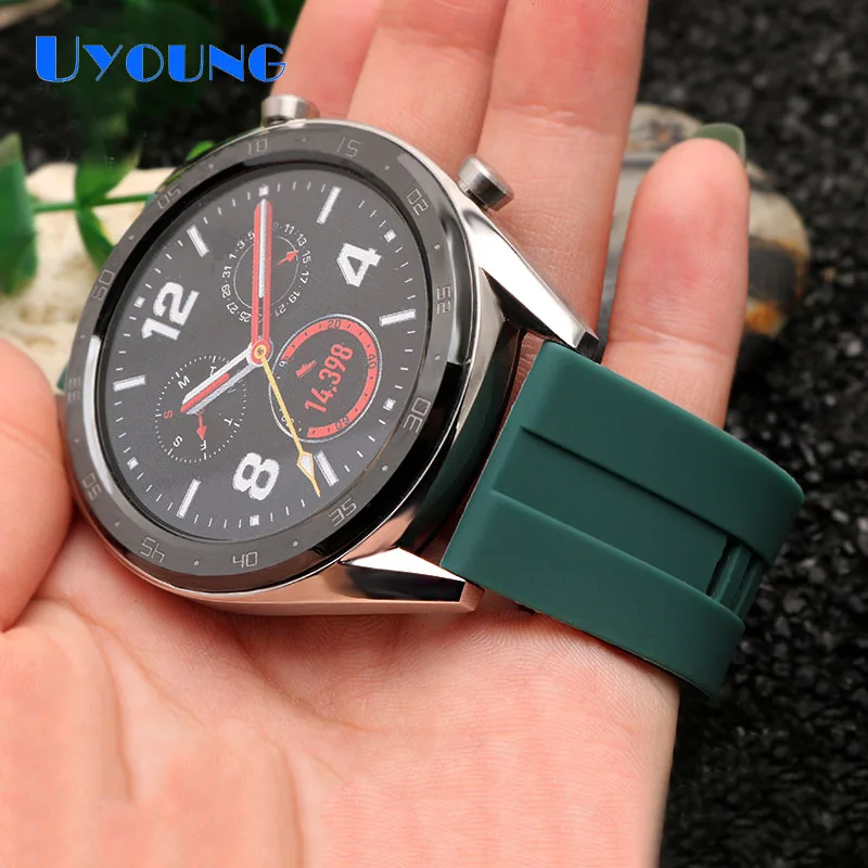 

Silicone watch band for huawei gt watch smart GT/2pro Magic/Dream waterproof with replace green rubber 22mm watch strap mens