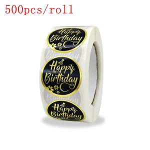 Наклейки декоративные Happy 500 на черном фоне, стикеры 