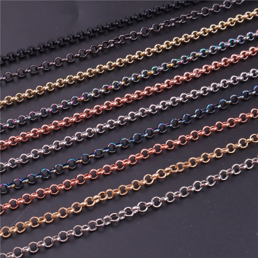 

10pcs 70cm stainless steel Link long Necklace Rolo Chain For Floating locket pendant DIY Jewelry Making 5 Colors
