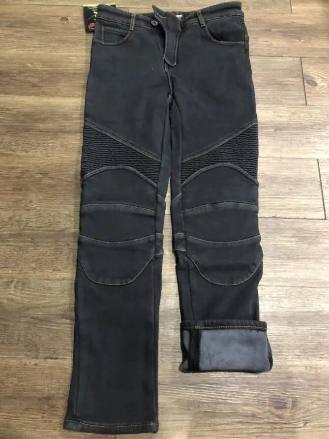 Black plus velvet Новые модные джинсы для мужчин и женщин, мотоциклетные джинсы, гоночные штаны, мотоциклетные штаны KOMINE с Xx подушками - Цвет: Black plus velvet