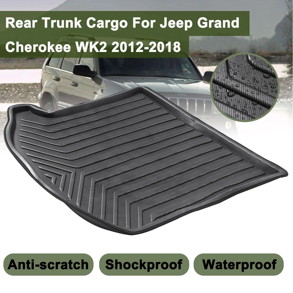 

Cargo Floor Tray Mud Pad Boot Mat Rear Trunk Liner Kick Guard Protector Carpet For Jeep Grand Cherokee WK2 2012 2013 2014-2018