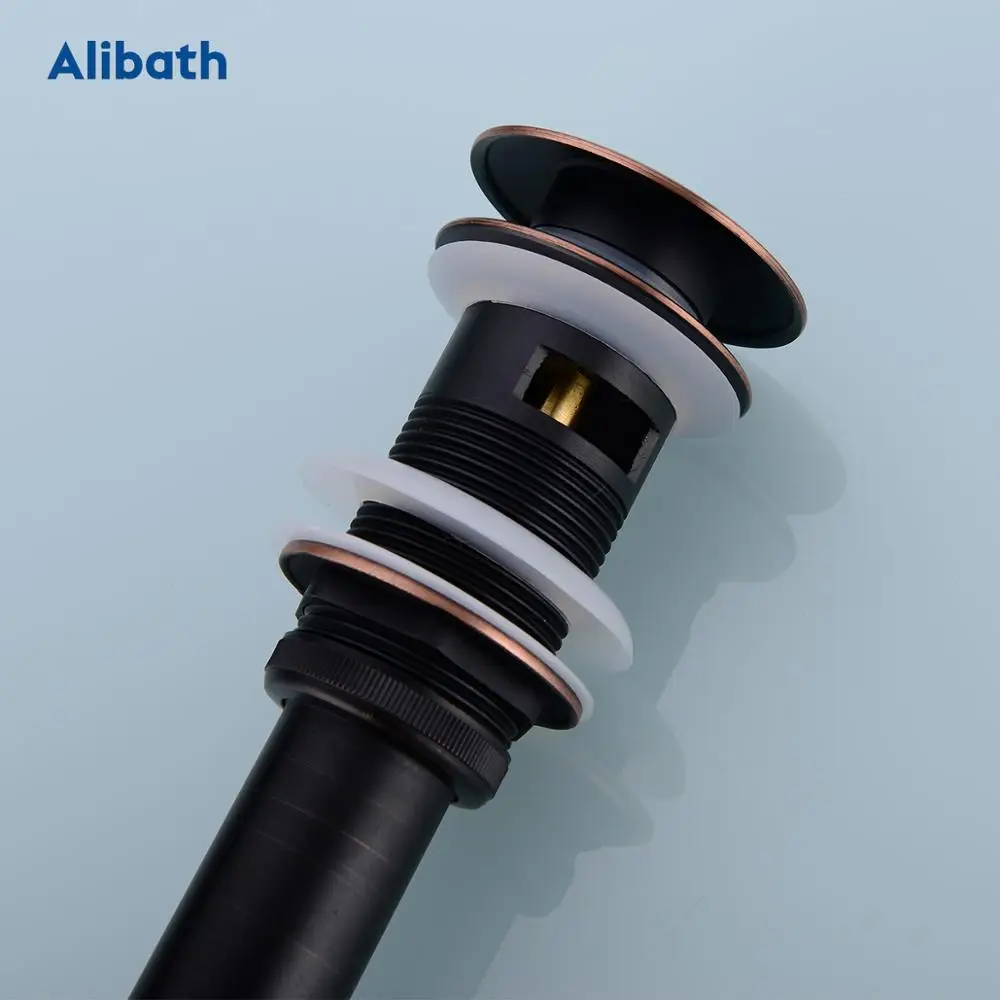 Brass Pop-Up Drain With/Without Overflow Hole Bathroom Basin Push Down Waste Drainer Plug Bathtub Round Oil Rubbed Bronze | Обустройство