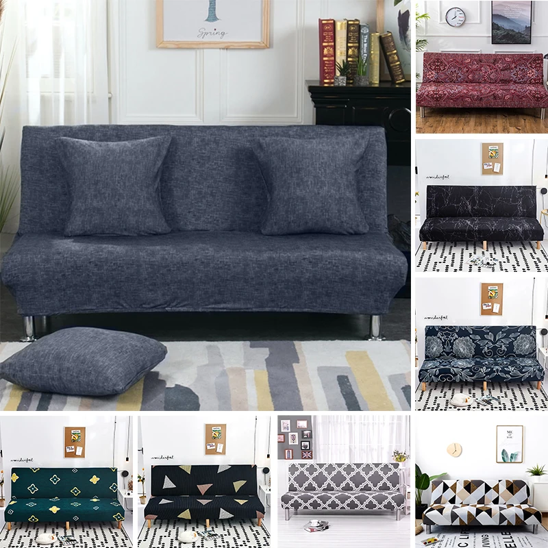 Elastic Printed Armless Sofa Bed Cover Folding Seat Slipcover Modern Stretch Covers Cheap Couch Protector Hotel | Дом и сад
