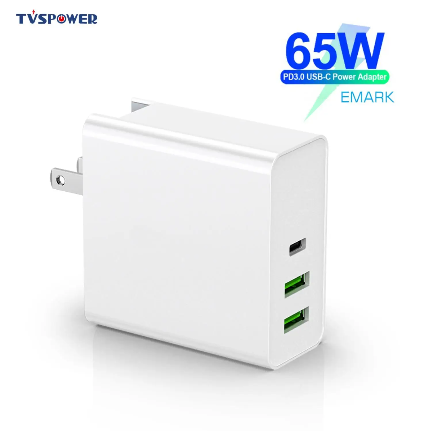 Настенное зарядное устройство 65 Вт 1 порт PD/QC3.0 2 порта USB Smart 2.4A 12 60 45 для ноутбуков C