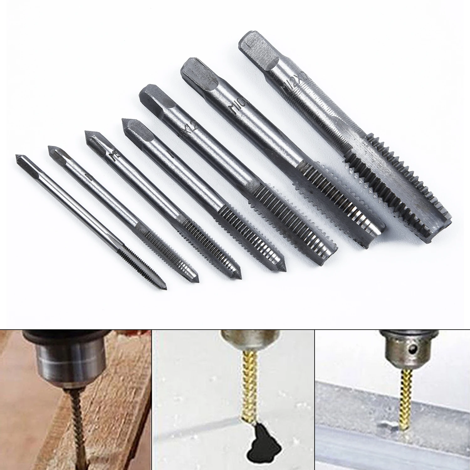 

7pcs Set STEERING/REVERSE CABLE NUT THREAD TAP-THREAD Drill Bits M3-M12