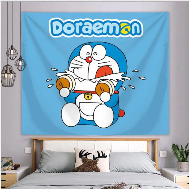

FFO Cute Cat Tapestry Wall Hanging Blue Cartoon Baby Bedroom Decoration