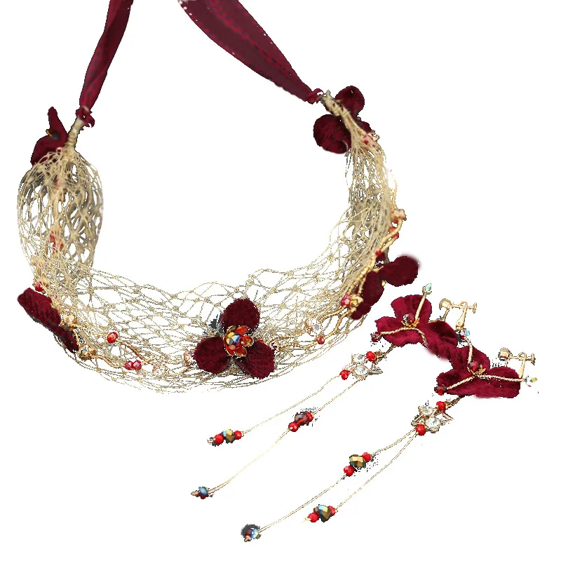 

Krasivaya Handmade Crystal Rhinestones Wedding Hair accessories Hair Vine Bridal Headband With Earring Bridesmaids Women Jewelry